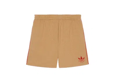 Pre-owned Gucci Men's  X Adidas Cotton Jersey Shorts In Dark Beige