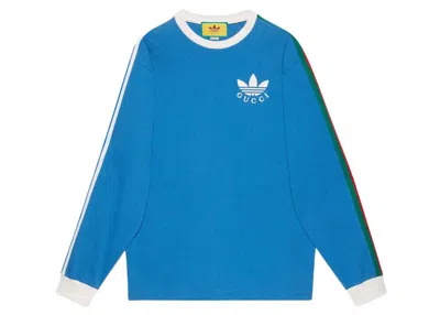 Pre-owned Gucci Men's  X Adidas Cotton Jersey T-shirt In Blue