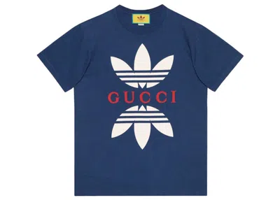 Pre-owned Gucci Men's  X Adidas Cotton Jersey T-shirt In Cobalt Blue