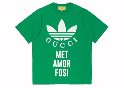 Pre-owned Gucci Men's  X Adidas Cotton Jersey T-shirt In Green