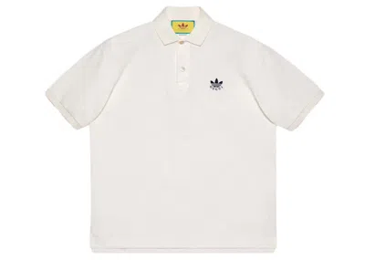 Pre-owned Gucci Men's  X Adidas Cotton Piquet Polo Shirt In White