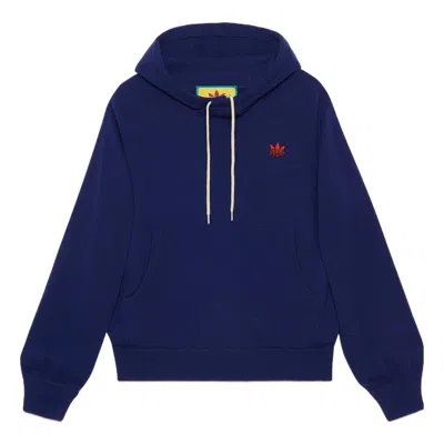 Gucci Men's  X Adidas Crossover Ss22 Solid Color Logo Embroidered Loose Casual Long Sleeves Blue