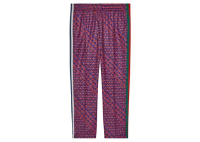 Pre-owned Gucci Men's  X Adidas Double G And Trefoil Print Sweatpants In Blue/red