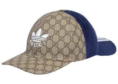 Pre-owned Gucci Men's  X Adidas Double Sided Baseball Cap In Navy Blue/beige