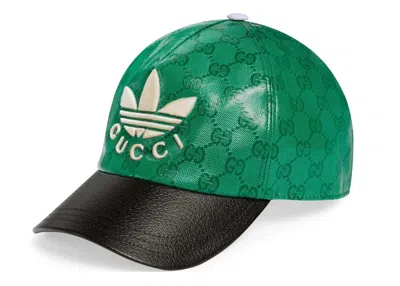 Pre-owned Gucci Men's  X Adidas Gg Canvas Baseball Cap In Green