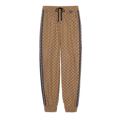 Pre-owned Gucci Men's  X Adidas Gg Canvas Pant In Beige/ebony