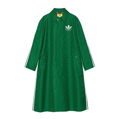 Pre-owned Gucci Men's  X Adidas Gg Trefoil Jacquard Coat In Green