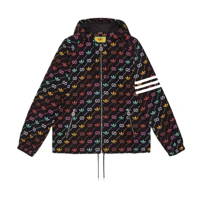 Pre-owned Gucci Men's  X Adidas Gg Trefoil Stripe Jacket In Black