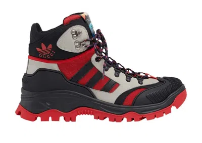 Pre-owned Gucci Men's  X Adidas Laced Up Boots Sneakers In Black/red