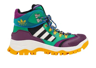 Pre-owned Gucci Men's  X Adidas Laced Up Boots Sneakers In Purple Green