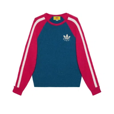 Pre-owned Gucci Men's  X Adidas Long Sleeve T-shirt In Blue/red In Multi