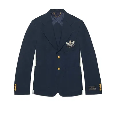 Pre-owned Gucci Men's  X Adidas Polyester Formal Jacket In Dark Blue