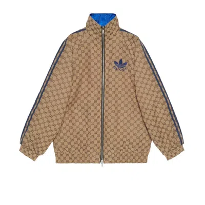 Pre-owned Gucci Men's  X Adidas Reversible Jacket In Beige/ebony/blue In Multi