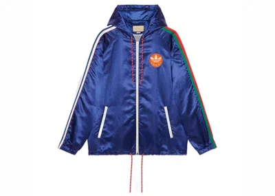Pre-owned Gucci Men's  X Adidas Satin Nylon Jacket In Blue