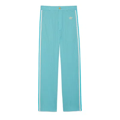 Pre-owned Gucci Men's  X Adidas Technical Rib Jersey Pants In Light Blue
