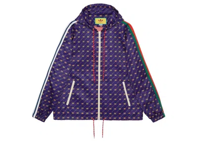 Pre-owned Gucci Men's  X Adidas Trefoil Print Jacket In Blue/green