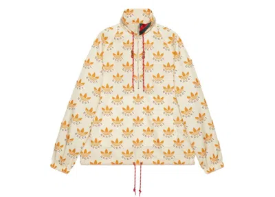 Pre-owned Gucci Men's  X Adidas Trefoil Print Jacket In Ivory/brown In Multi