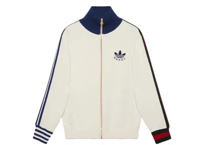 Pre-owned Gucci Men's  X Adidas Viscose Zipup Jacket In White