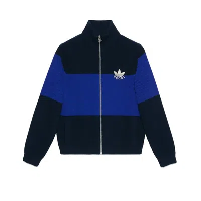 Pre-owned Gucci Men's  X Adidas Wool Zip Jacket Dark In Dark Blue