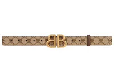 Pre-owned Gucci Men's  X Balenciaga The Hacker Project Bb Large Belt In Beige