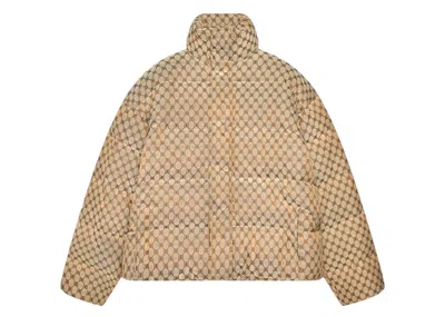 Pre-owned Gucci Men's  X Balenciaga The Hacker Project Hacker Bb Puffer Jacket In Beige In Sand