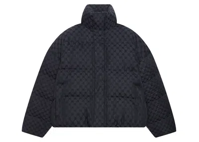 Pre-owned Gucci Men's  X Balenciaga The Hacker Project Hacker Bb Puffer Jacket In Black Dark Grey