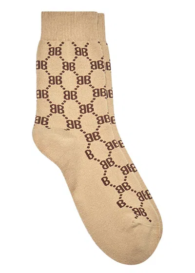 Pre-owned Gucci Men's  X Balenciaga The Hacker Project Hacker Bb Tennis Socks In Beige