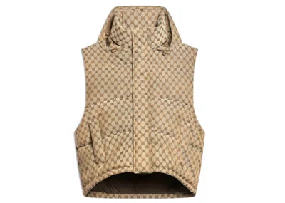 Pre-owned Gucci Men's  X Balenciaga The Hacker Project Hacker Cocoon Puffer Vest In Beige