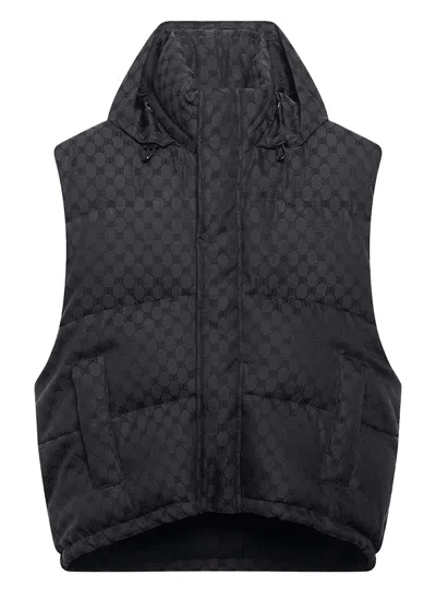 Pre-owned Gucci Men's  X Balenciaga The Hacker Project Hacker Cocoon Puffer Vest In Black