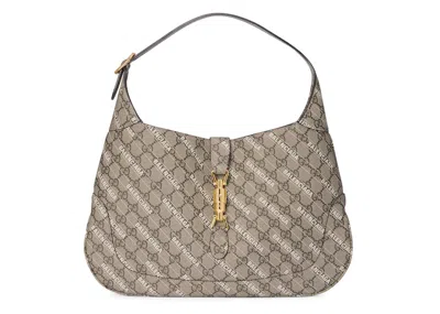 Pre-owned Gucci Men's  X Balenciaga The Hacker Project Medium Jackie 1961 Gg Supreme In Beige/ebony/white