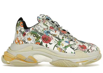 Pre-owned Gucci Men's  X Balenciaga The Hacker Project Triple S Sneakers In Flora Print/ivory