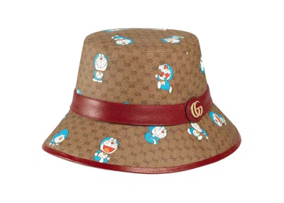 Pre-owned Gucci Men's  X Doraemon Bucket Hat In Ebony/beige