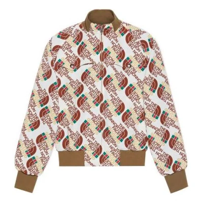 Gucci Men's  X The North Face Crossover Webbing Printing Aviator Jacket Brown