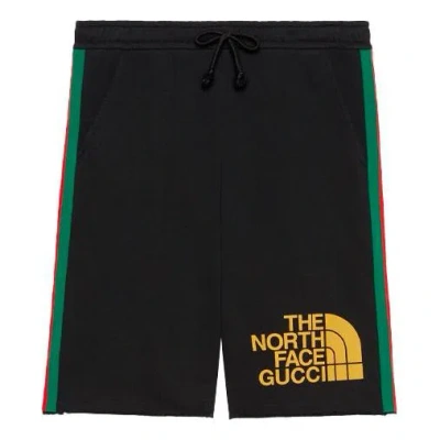 Gucci Men's  X The North Face Crossover Webbing Printing Cotton Shorts Black