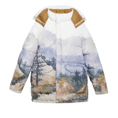 Pre-owned Gucci Men's  X The North Face Down Coat In Trail Print