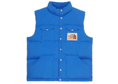 Pre-owned Gucci Men's  X The North Face Down Vest In Blue
