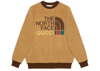Pre-owned Gucci Men's  X The North Face Faux Fur Sweatshirt In Brown