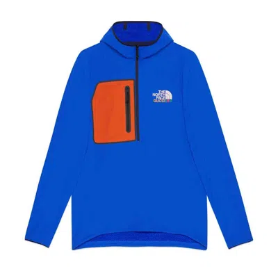 Pre-owned Gucci Men's  X The North Face Fleece Pullover In Blue/orange In Multi