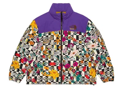 Pre-owned Gucci Men's  X The North Face Floral Down Jacket In Purple Floral
