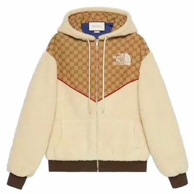 Pre-owned Gucci Men's  X The North Face Gg Canvas Shearling Jacket In Beige