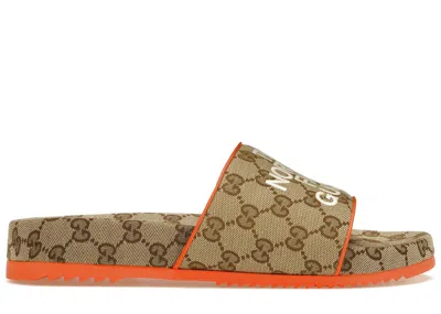 Pre-owned Gucci Men's  X The North Face Gg Slide Original Gg Canvas Sneakers In Orange Beige Ebony In Multi