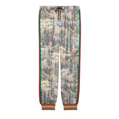 Pre-owned Gucci Men's  X The North Face Jogging Pant In Forest Print