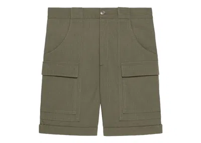 Pre-owned Gucci Men's  X The North Face Nylon Shorts In Military Green