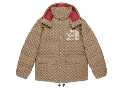 Pre-owned Gucci Men's  X The North Face Padded Jacket In Beige/ebony In Multi