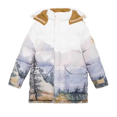 Pre-owned Gucci Men's  X The North Face Padded Jacket In Trail Print In Animal Print