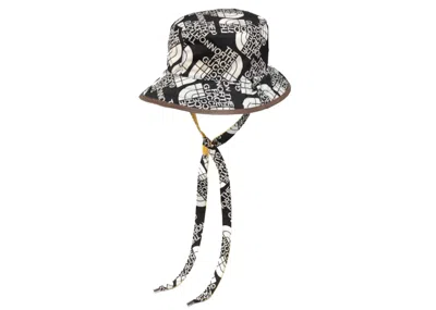 Pre-owned Gucci Men's  X The North Face Self Tie Nylon Hat In Black/white In Multi