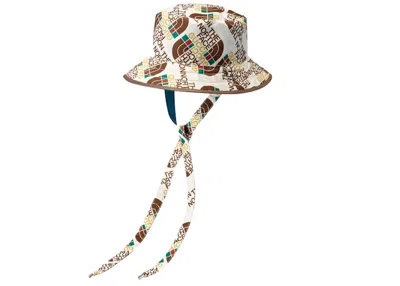 Pre-owned Gucci Men's  X The North Face Self Tie Nylon Hat In Brown/white