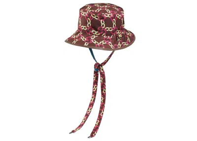 Pre-owned Gucci Men's  X The North Face Self Tie Nylon Hat In Burgundy