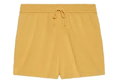 Pre-owned Gucci Men's  X The North Face Web Print Cotton Shorts In Mustard In Yellow