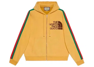 Pre-owned Gucci Men's  X The North Face Web Print Cotton Sweatshirt In Gold
